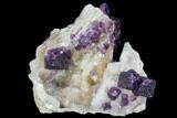Dark Purple Cubic Fluorite on Druzy Quartz - China #94316-3